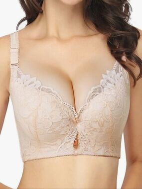 Longline Lace Push-Up Bra in Nude Blush